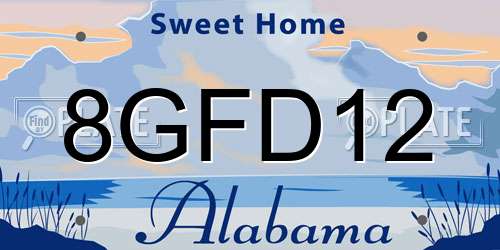 8GFD12 Alabama License Plate