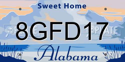 8GFD17 Alabama License Plate