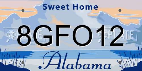 8GFO12 Alabama License Plate