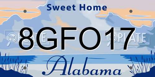 8GFO17 Alabama License Plate