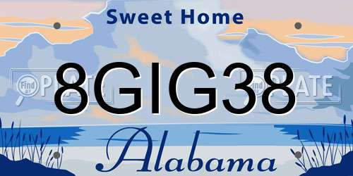 8GIG38 Alabama License Plate