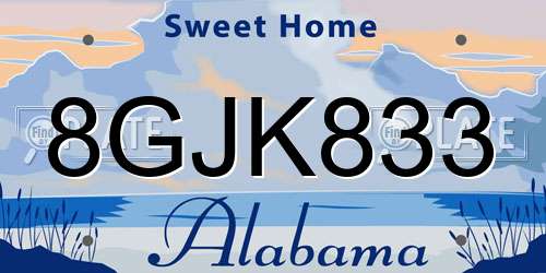 8GJK833 Alabama License Plate