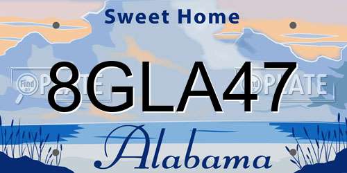 8GLA47 Alabama License Plate