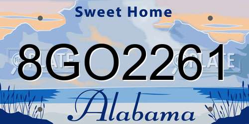8GO2261 Alabama License Plate