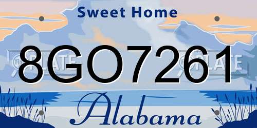8GO7261 Alabama License Plate
