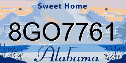 8GO7761 Alabama License Plate