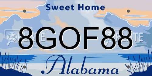 8GOF88 Alabama License Plate