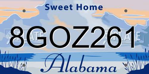8GOZ261 Alabama License Plate