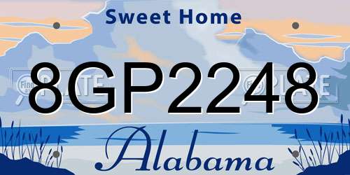 8GP2248 Alabama License Plate