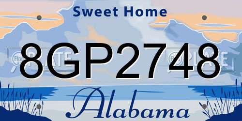 8GP2748 Alabama License Plate