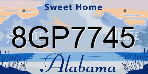 8GP7745 Alabama License Plate