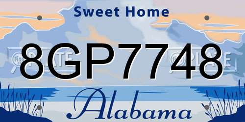 8GP7748 Alabama License Plate
