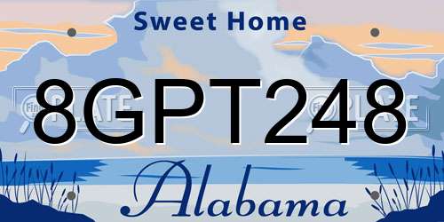 8GPT248 Alabama License Plate