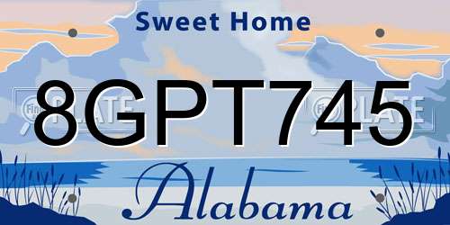 8GPT745 Alabama License Plate