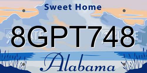 8GPT748 Alabama License Plate