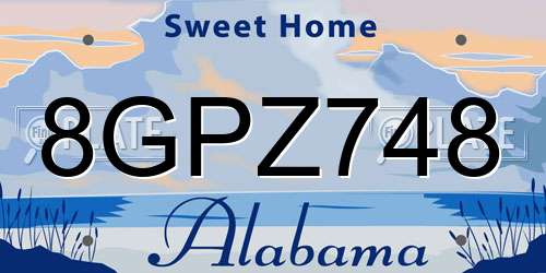 8GPZ748 Alabama License Plate