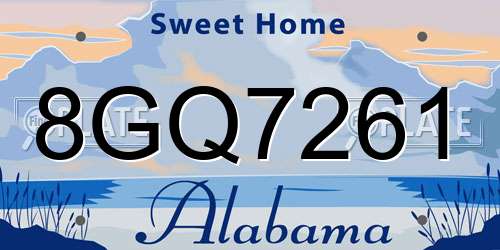 8GQ7261 Alabama License Plate