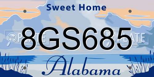 8GS685 Alabama License Plate