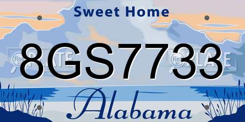 8GS7733 Alabama License Plate