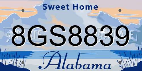 8GS8839 Alabama License Plate