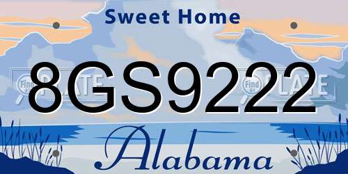 8GS9222 Alabama License Plate