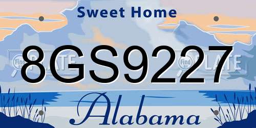 8GS9227 Alabama License Plate