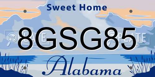 8GSG85 Alabama License Plate
