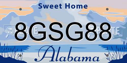 8GSG88 Alabama License Plate