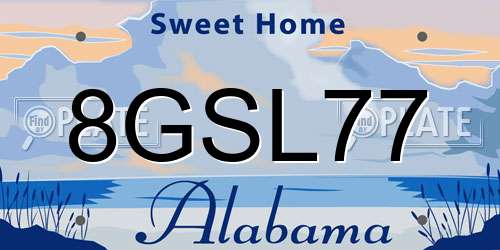 8GSL77 Alabama License Plate