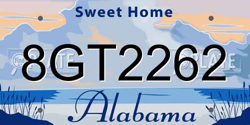 8GT2262 Alabama License Plate