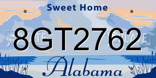8GT2762 Alabama License Plate