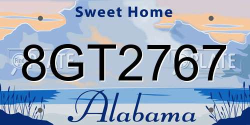 8GT2767 Alabama License Plate