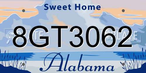 8GT3062 Alabama License Plate