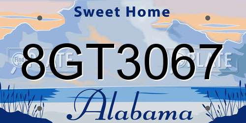 8GT3067 Alabama License Plate
