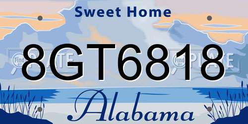 8GT6818 Alabama License Plate