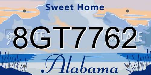 8GT7762 Alabama License Plate