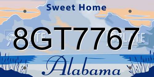 8GT7767 Alabama License Plate