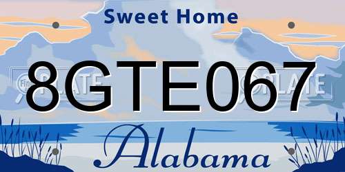 8GTE067 Alabama License Plate