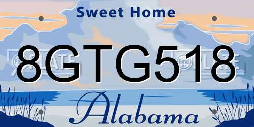 8GTG518 Alabama License Plate