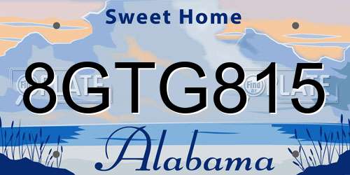 8GTG815 Alabama License Plate