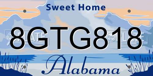 8GTG818 Alabama License Plate
