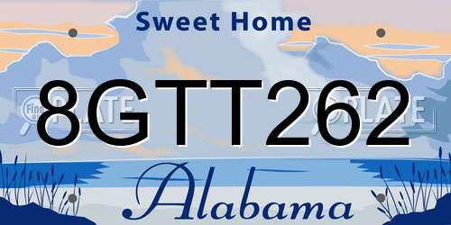 8GTT262 Alabama License Plate