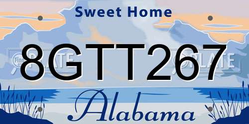 8GTT267 Alabama License Plate