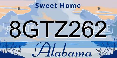8GTZ262 Alabama License Plate