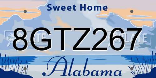 8GTZ267 Alabama License Plate