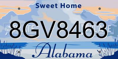 8GV8463 Alabama License Plate