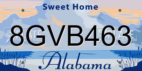 8GVB463 Alabama License Plate