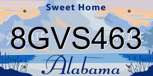 8GVS463 Alabama License Plate
