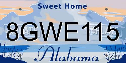 8GWE115 Alabama License Plate