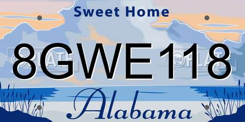 8GWE118 Alabama License Plate